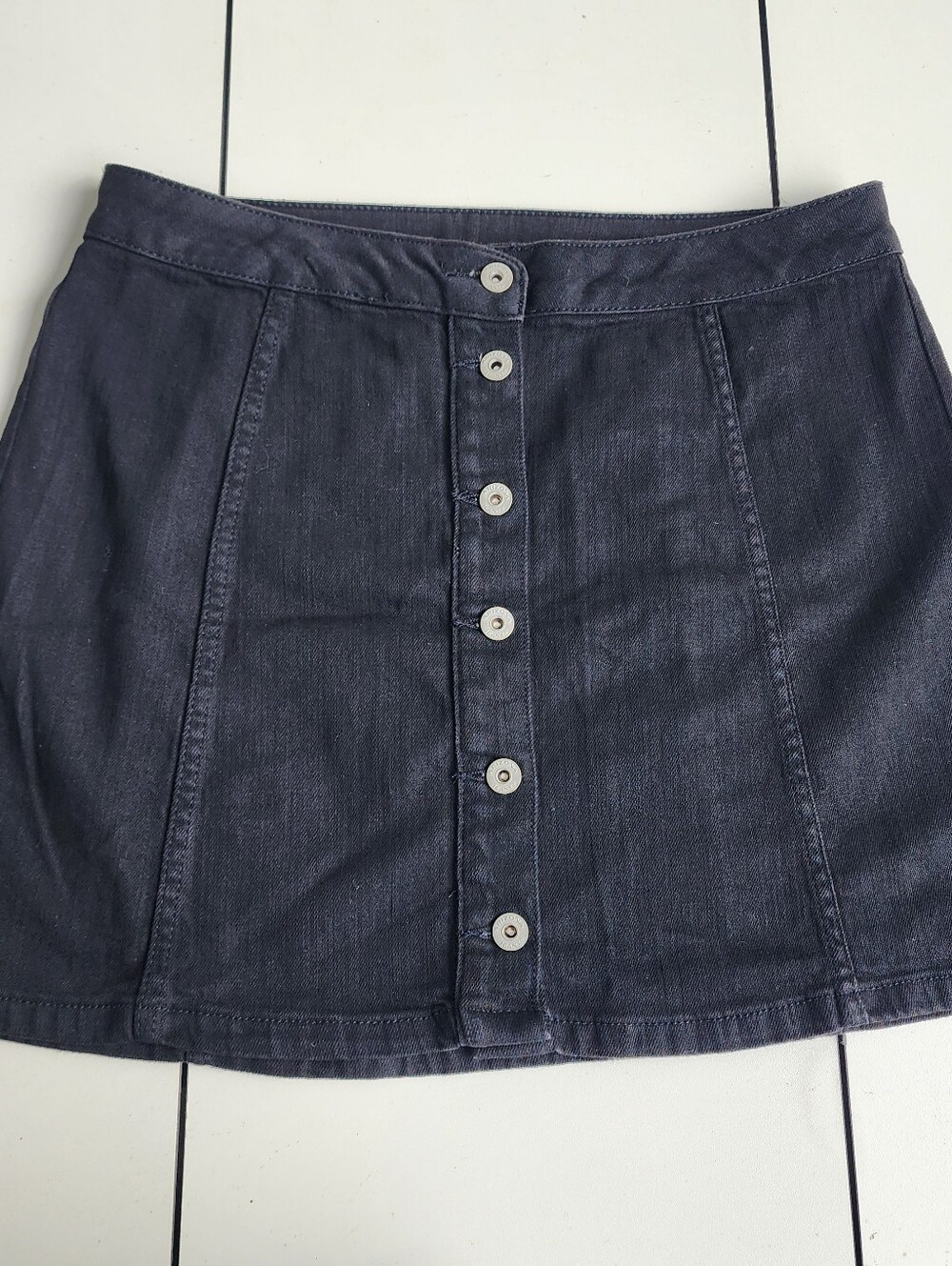 Arizona Jean Co Button Front Denim Mini Skirt Junior's Cotton Black Size 13